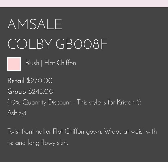 Amsale Colby dress from Bella Bridesmaids - Picture 2 of 2